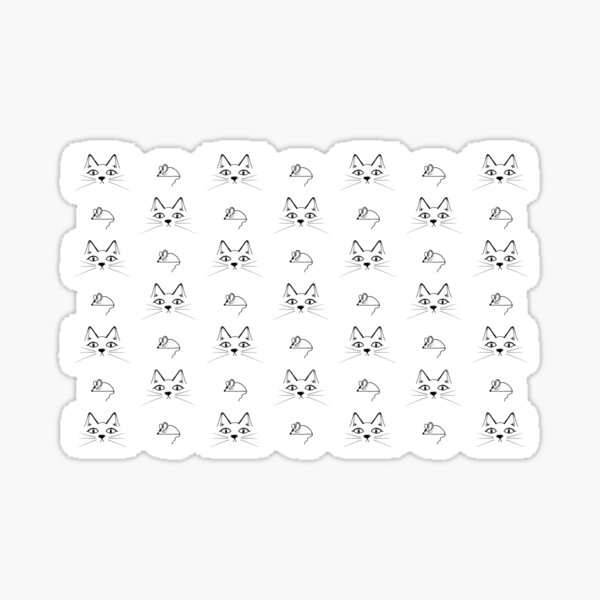 Doodled Cat & Mouse Print Sticker