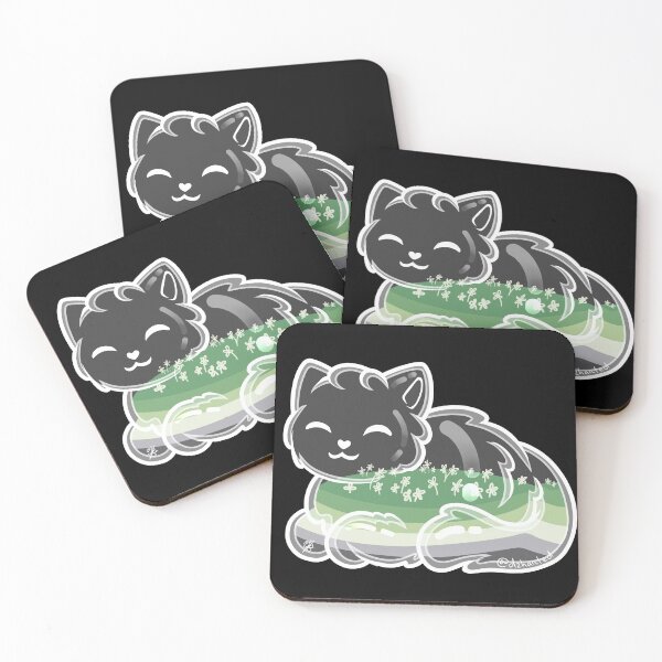Item preview, Glass Cat Pride (aromantic flag, white outline) designed and sold by Dzhart.