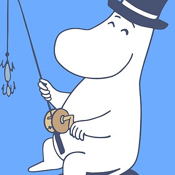 Artwork thumbnail, Moomin Moominpappa Fishing Blue Outline by MoominStore