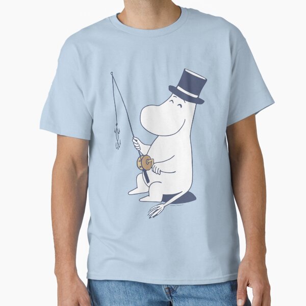 Item preview, Moomin Moominpappa Fishing Blue Outline designed and sold by MoominStore.