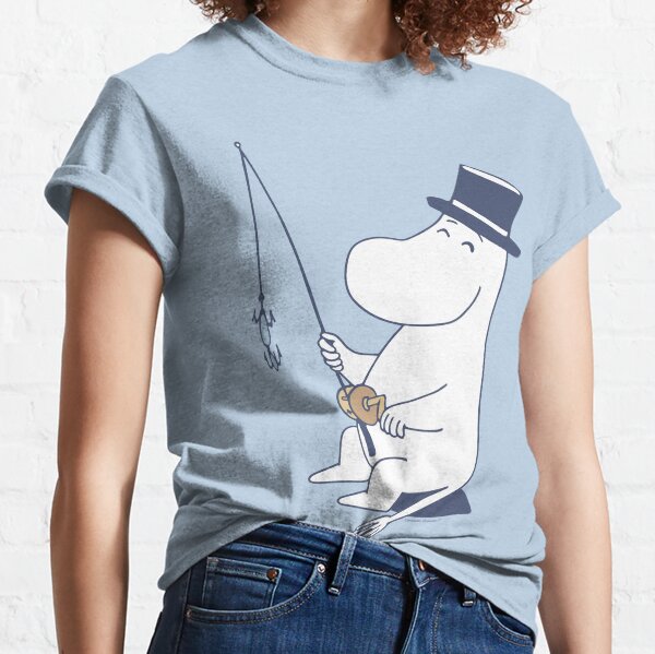 Vista previa del artículo con la obra «Moomin Moominpappa pesca contorno azul», diseñado y vendido por MoominStore.