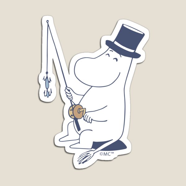 Item preview, Moomin Moominpappa Fishing Blue Outline designed and sold by MoominStore.