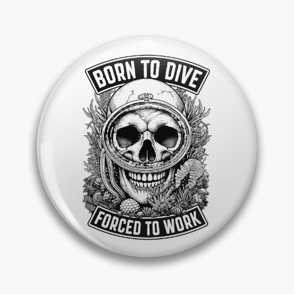 Item preview, Born To Dive Forced To Work Funny Vintage Scuba Diver Skull designed and sold by GrandeDuc.
