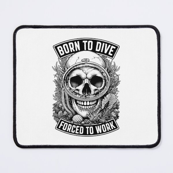 Item preview, Born To Dive Forced To Work Funny Vintage Scuba Diver Skull designed and sold by GrandeDuc.