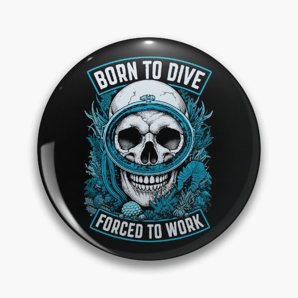 Item preview, Born To Dive Forced To Work Funny Vintage Scuba Diver Skull designed and sold by GrandeDuc.