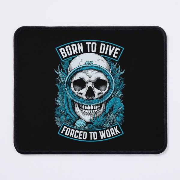 Item preview, Born To Dive Forced To Work Funny Vintage Scuba Diver Skull designed and sold by GrandeDuc.