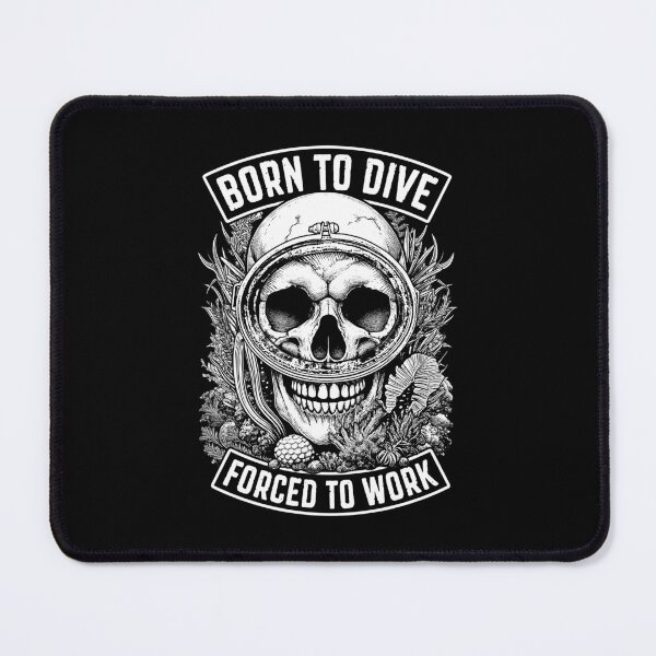 Item preview, Born To Dive Forced To Work Funny Vintage Scuba Diver Skull designed and sold by GrandeDuc.