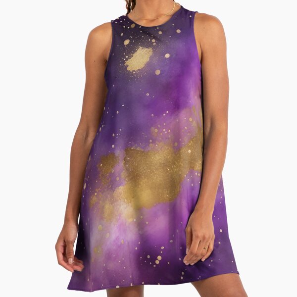 slim fit dress slacks Celestial Wrap Dress Purple & Gold | Women Fashion