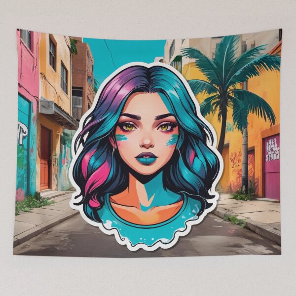 Item preview, Brazilian Punk Girl with Blue and Purple Hair designed and sold by MadnessEnvelope.