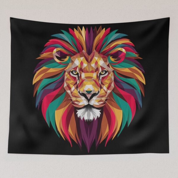 Item preview, lion polygonal colorful designed and sold by 123ks.