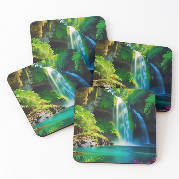 Item preview, Surreal forest colorful waterfall designed and sold by mikaws.