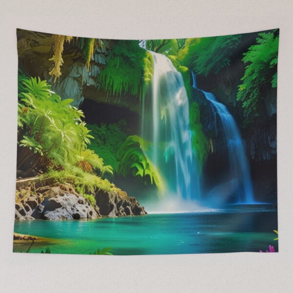 Item preview, Surreal forest colorful waterfall designed and sold by mikaws.