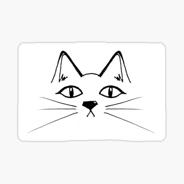 Doodled Cat Face Sticker