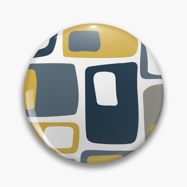 Item preview, Mid Century Funky Geometric Shapes Navy Blue, Mustard Yellow designed and sold by trdstudio.