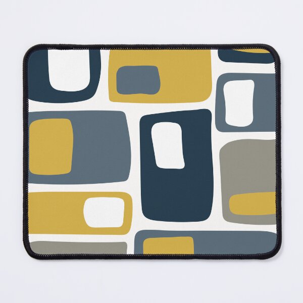 Item preview, Mid Century Funky Geometric Shapes Navy Blue, Mustard Yellow designed and sold by trdstudio.