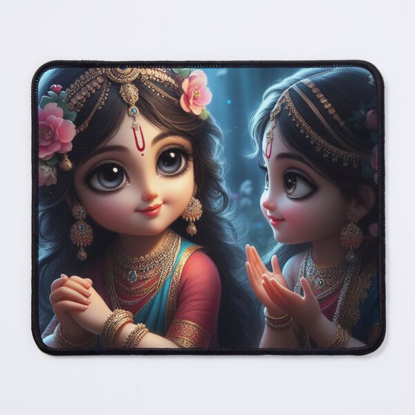 Item preview, Beautiful Radha Rani and her Friend Inviting Radha to meet Krishna designed and sold by VrindaArts.