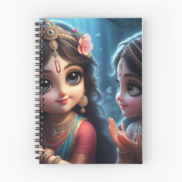 Aperçu de l'œuvre La belle Radha Rani et son amie invitent Radha à rencontrer Krishna créée et vendue par VrindaArts.
