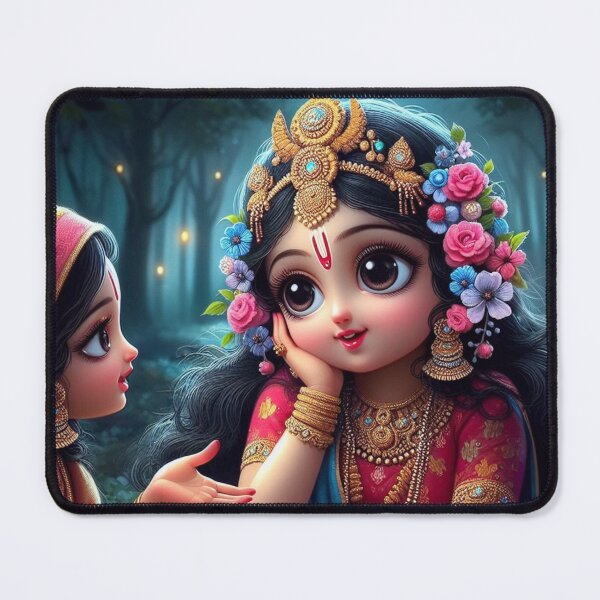Item preview, Beautiful Radha Rani and her Friend Inviting Radha to meet Krishna designed and sold by VrindaArts.