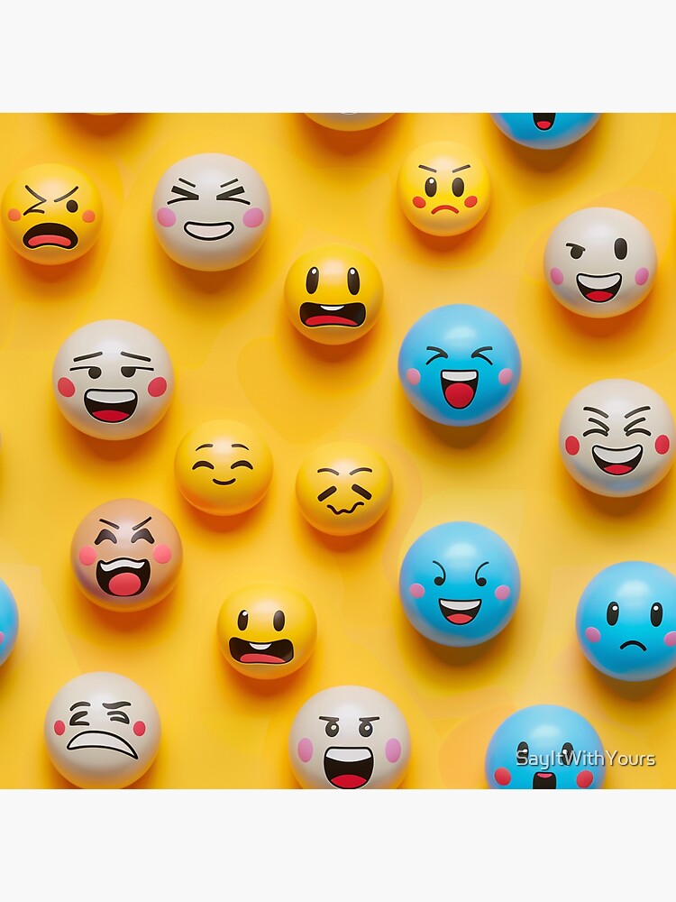 "Emoji Cute Faces Kawaii Text Message Social Media Seamless Pattern 3 ...