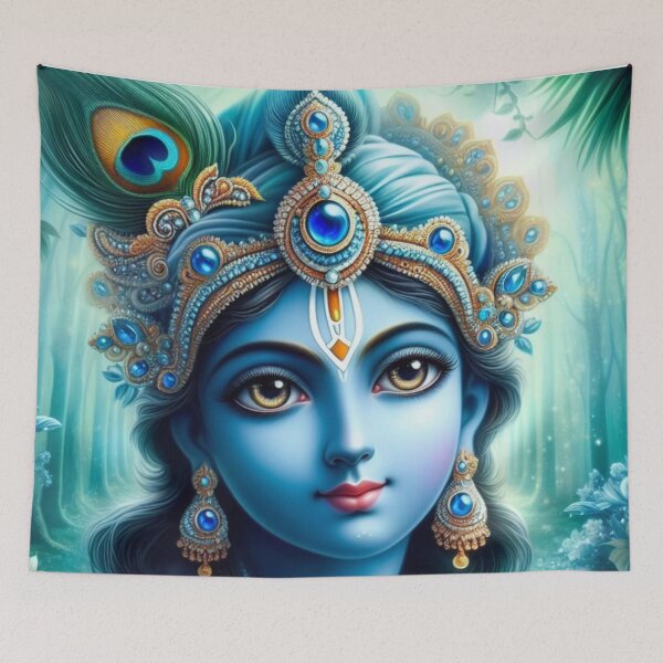 Item preview, Mesmerizing Blue Krishna in Vrindavan Forest designed and sold by VrindaArts.