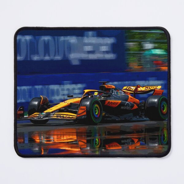 Artikelvorschau, Oscar Piastri fährt seinen 2024 F1-Rennwagen im Regen entworfen und verkauft von Rodissimus1984.