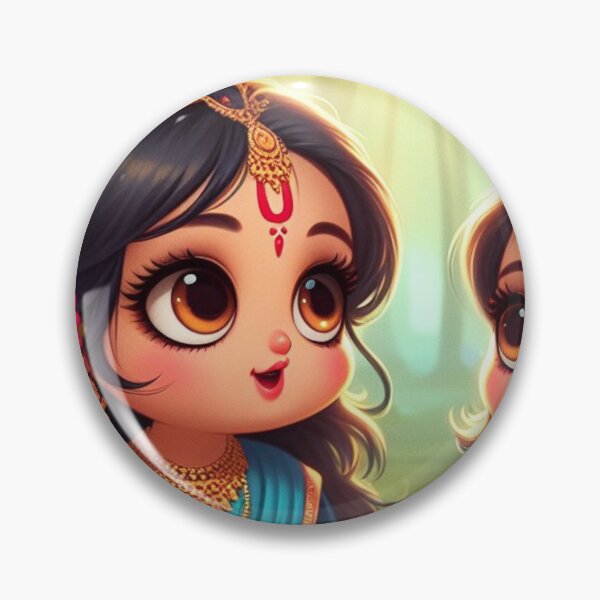 Cute Baby Radha Rani Talking with Friend in Vrindavan Forest Pin