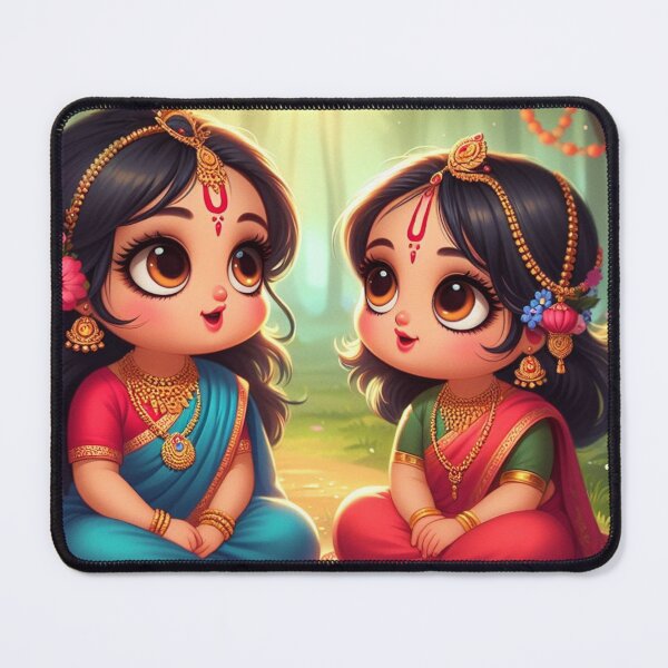 Item preview, Cute Baby Radha Rani Talking with Friend in Vrindavan Forest designed and sold by VrindaArts.