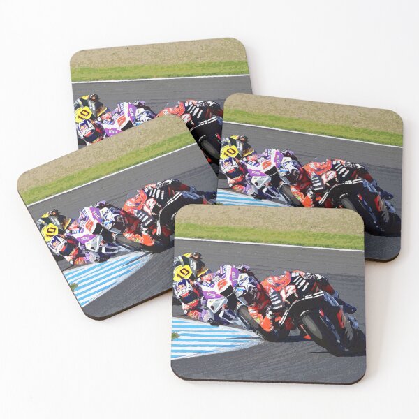 Item preview, Maverick Viñales, Johann Zarco, Luca Marini and Fabio Quartararo racing during the 2022 Japanese GP watercolor designed and sold by Rodissimus1984.
