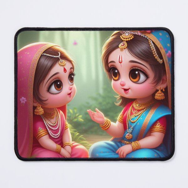 Item preview, Cute Baby Radha Rani Talking with Friend in Vrindavan Forest designed and sold by VrindaArts.