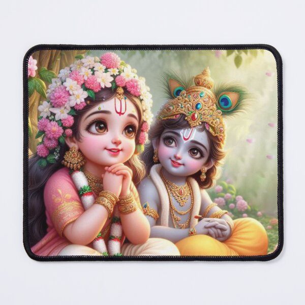 Item preview, Beautiful Cute Krishna looking at Radha in Vrindavan Forest designed and sold by VrindaArts.