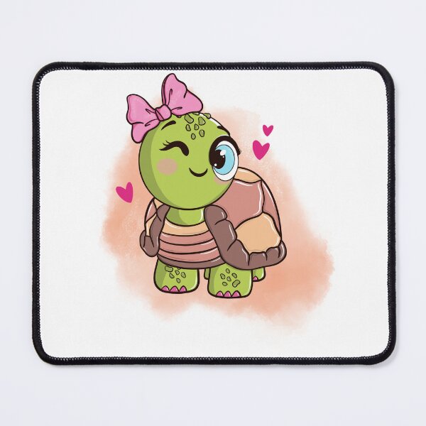 Item preview, Cute lovely turtle girl winks with a pink bow designed and sold by expresivedesign.