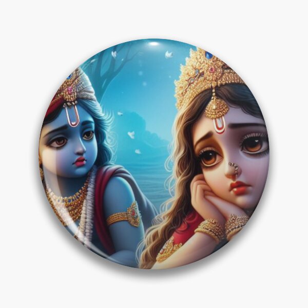 Artikelvorschau, Der süße Krishna beruhigt die traurige Radha im Wald von Vrindavan entworfen und verkauft von VrindaArts.