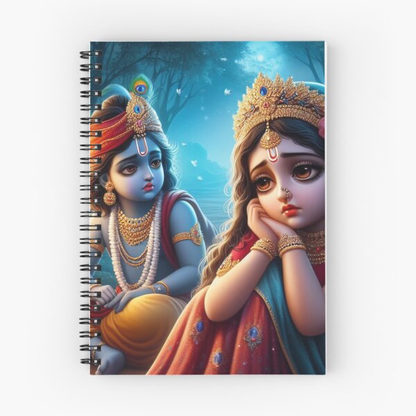 Aperçu de l'œuvre Krishna mignon pacifie Sad Radha dans la forêt de Vrindavan créée et vendue par VrindaArts.