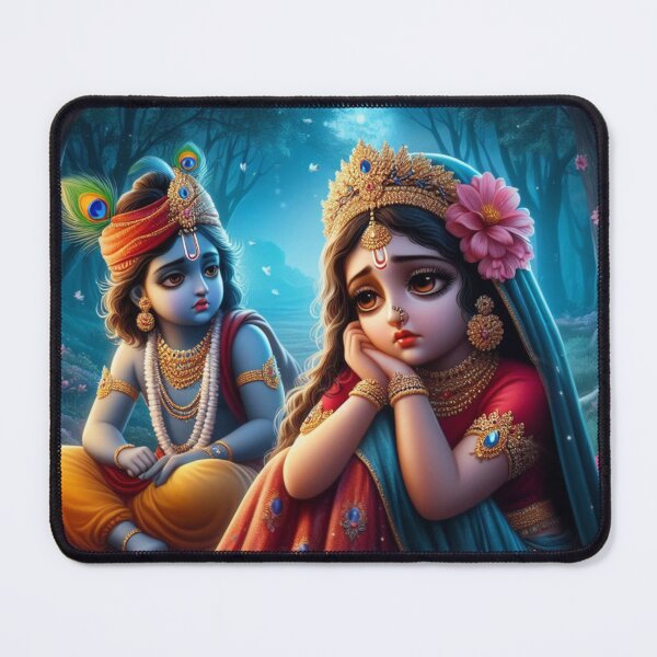 Item preview, Cute Krishna Pacifying Sad Radha in Vrindavan Forest designed and sold by VrindaArts.