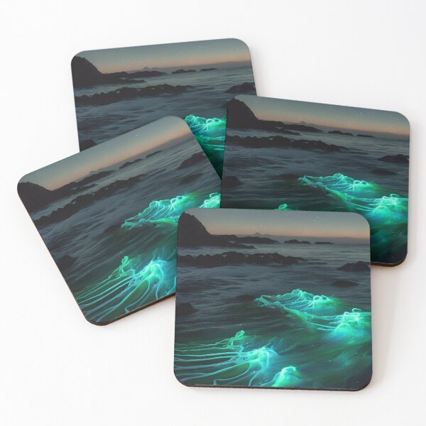 Item preview, Celestial Green Waters: Aurora Over Ocean designed and sold by Solsticexposure.