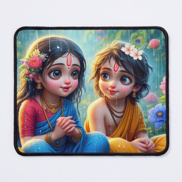 Item preview, Cute Radha Krishna Sitting in Rain in Vrindavan Forest designed and sold by VrindaArts.