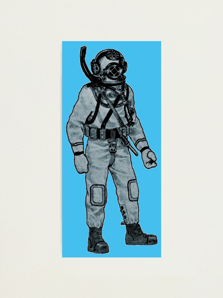 Diver Buzo Vector Bucear Traje De Buzo Antiguo Dibujo Buceador Con - Main Image