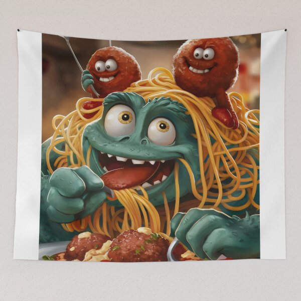 Item preview, Spaghetti Monster with Meatballs. designed and sold by MyHappyArtShop.