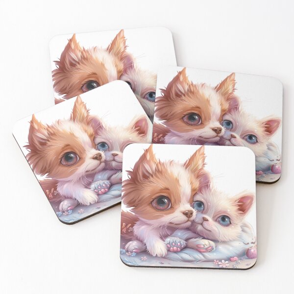 Item preview, Cuddly Kawaii Cat and Dog Pastel Pattern designed and sold by JoyfulSeams.