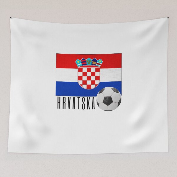 Aperçu de l'œuvre Drapeau de la Croatie avec un ballon de football créée et vendue par Frasmosa.