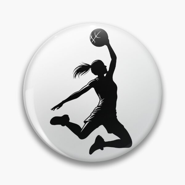 Artikelvorschau, Weibliche Basketballspielerin springt zum Dunk - Silhouette Illustration entworfen und verkauft von digital-savant.