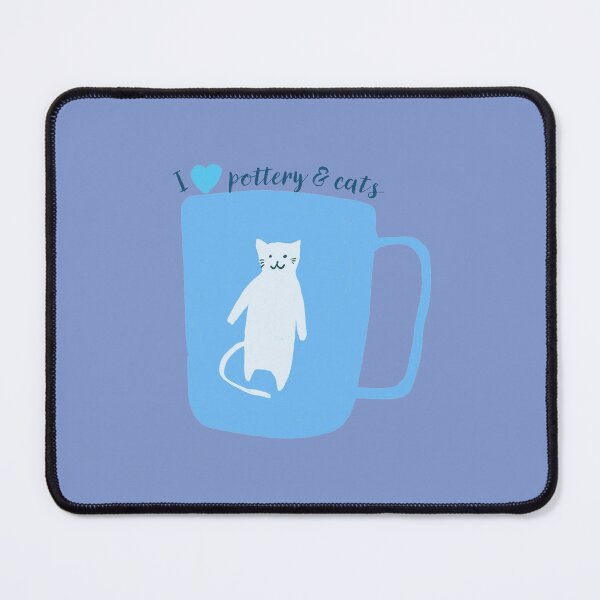 Item preview, Blue Vintage I Love Pottery and Cats Ceramics Clay designed and sold by VermintStudio.