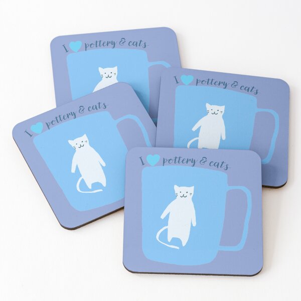 Item preview, Blue Vintage I Love Pottery and Cats Ceramics Clay designed and sold by VermintStudio.