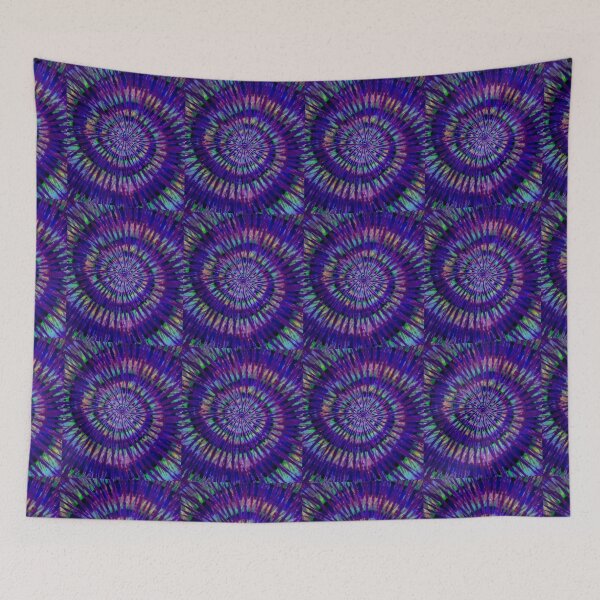 Item preview, Purples and Rainbow tiled design Tie Dye Hippie Dead head psychedelic trippy art designed and sold by AuroraXGreen.
