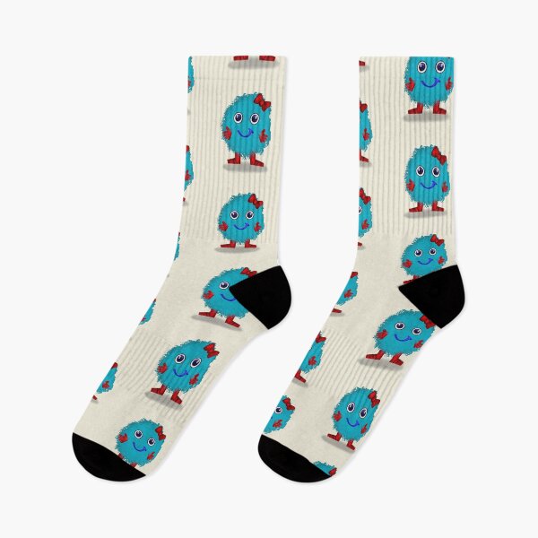 Aperçu de l'œuvre Jolie boule de fourrure bouclée turquoise - Bébé monstre - Gants et bottes à nœud rouge créée et vendue par MFGB-Creations.