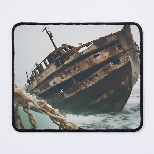 Item preview, Silent Surrender: Rusted Boat in Foggy Waters designed and sold by Solsticexposure.
