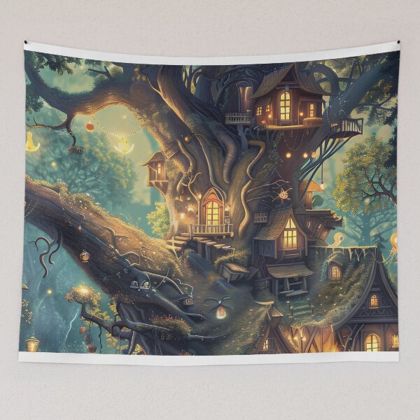 Item preview, Enchanted tree house in a mystical forest designed and sold by jean giosi.