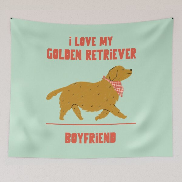 Item preview, I Love My Golden Retriever Boyfriend designed and sold by ZenStitchMotifs.