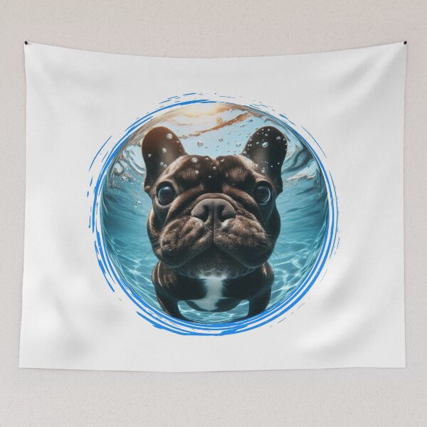 Item preview, Divertidas selfies de animales bajo el agua: perro Buldog francés | Diseños únicos en Redbubble designed and sold by MiszungART.