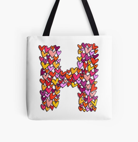 Heart Letter H All Over Print Tote Bag